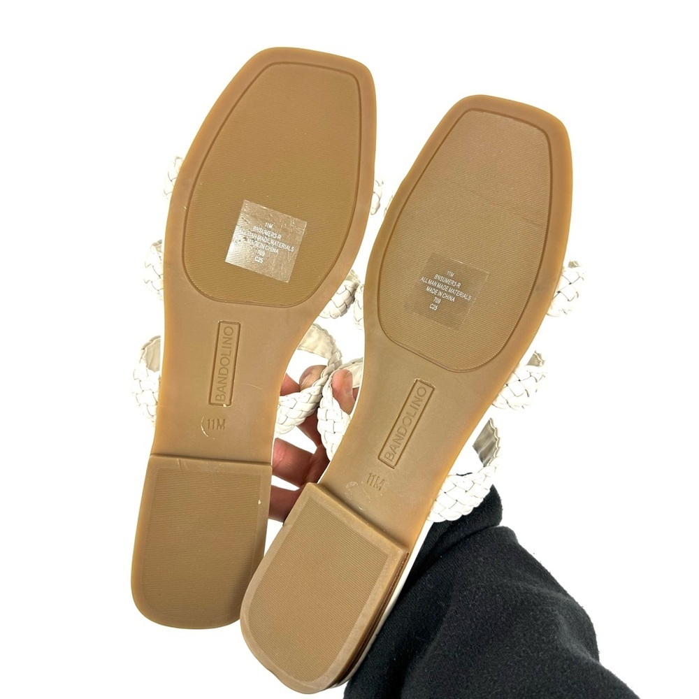 NEW Bandolino Sumer Faux Leather woven flat slide sandals Women’s Sz 11 M Cream - Picture 3 of 6